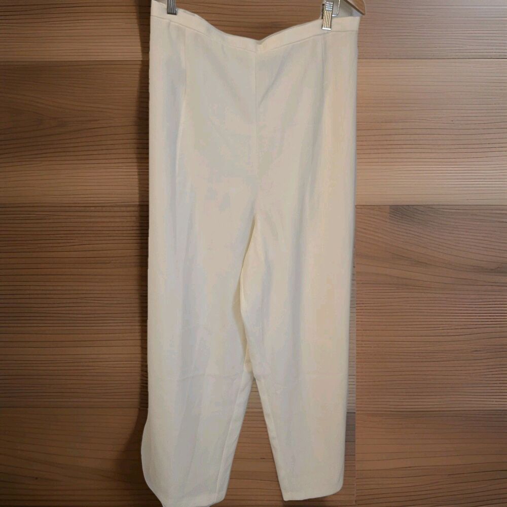 Chelsea Studio Wide Leg Pants 32W Cream White Flowy Palazzo Crepe Chic Plus Luxe